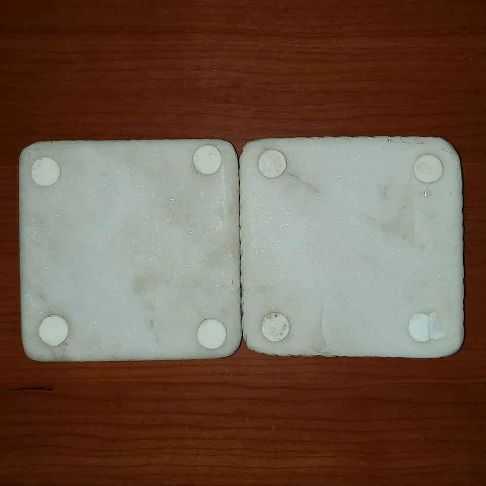 Set of White Marble Coasters (2)